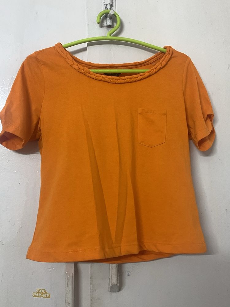 Orange Cold Shoulder Top From Myntra