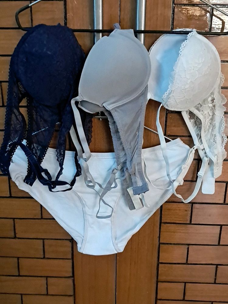 Combo Of Four Imported Fabric Bra N Panty