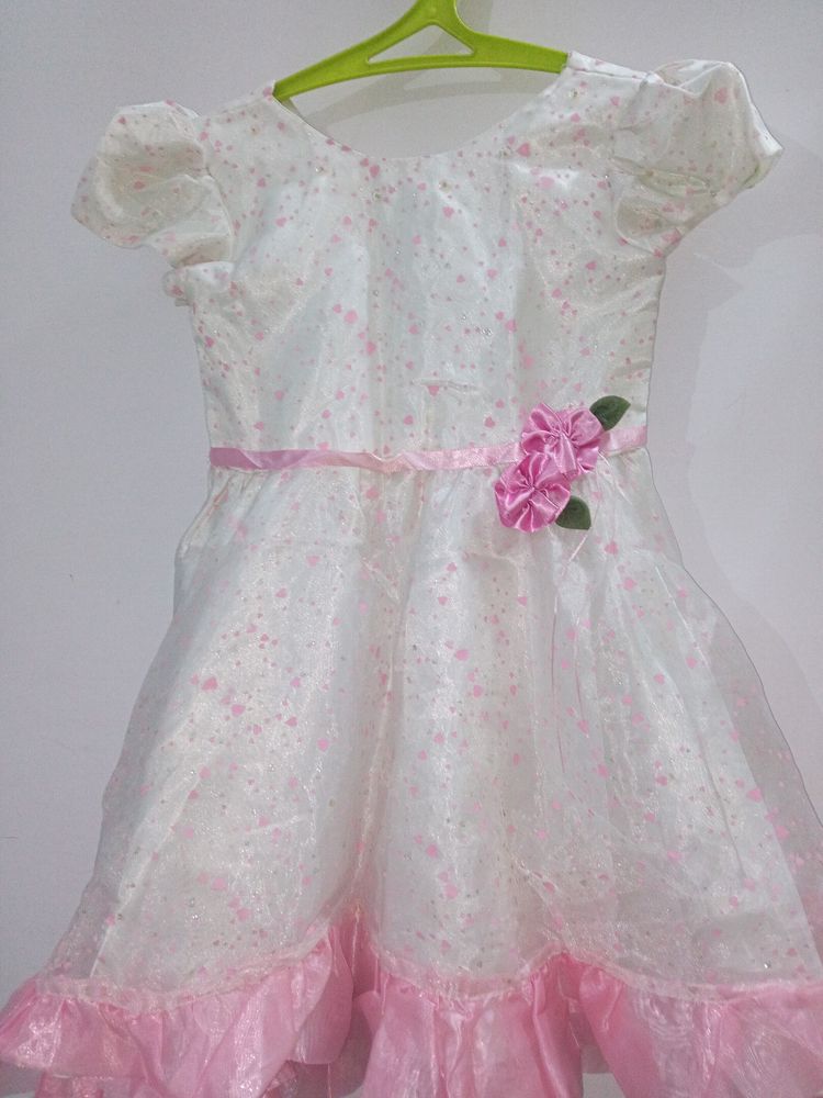 Pink N Blue Partywear Frock For Baby girl