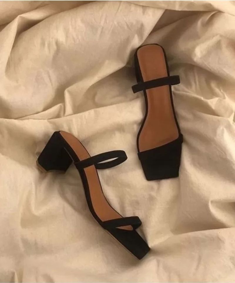 Black Minimal Straps Heels