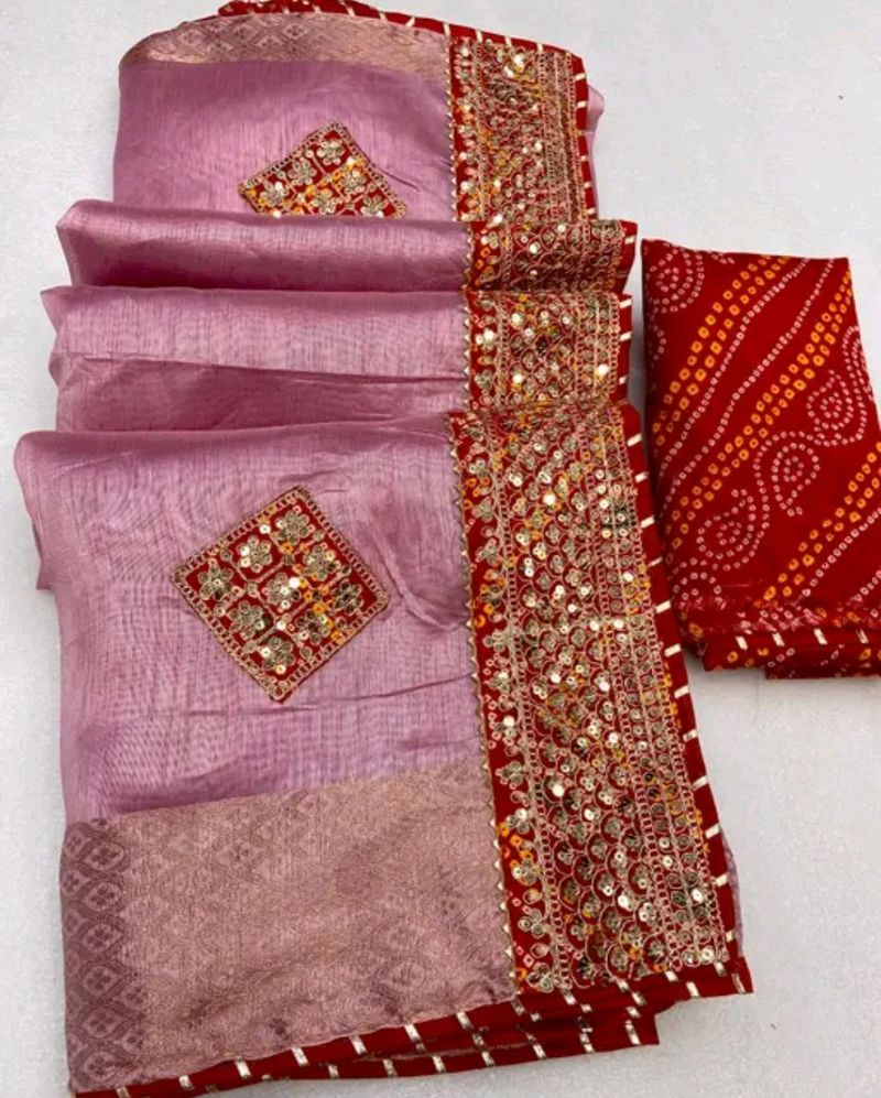 New Cotton Silk Zari Border Saree With Blouse Piec