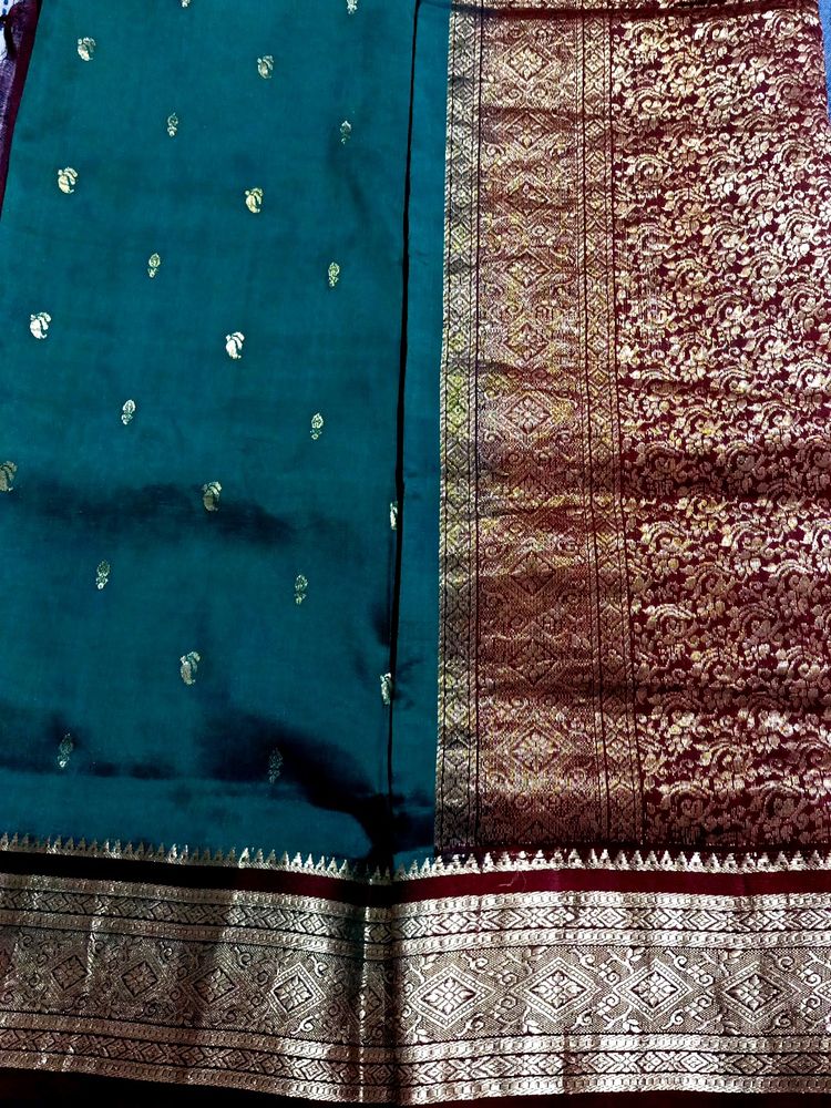 Teal Green Kanjeevaram Saree