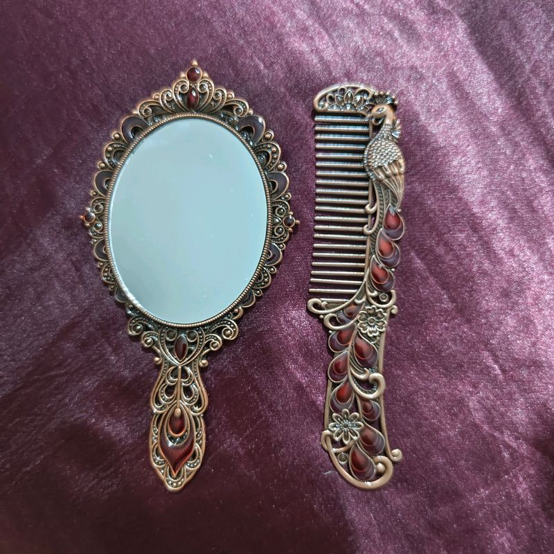 Desi Aesthetic Mirror And Comb Set.