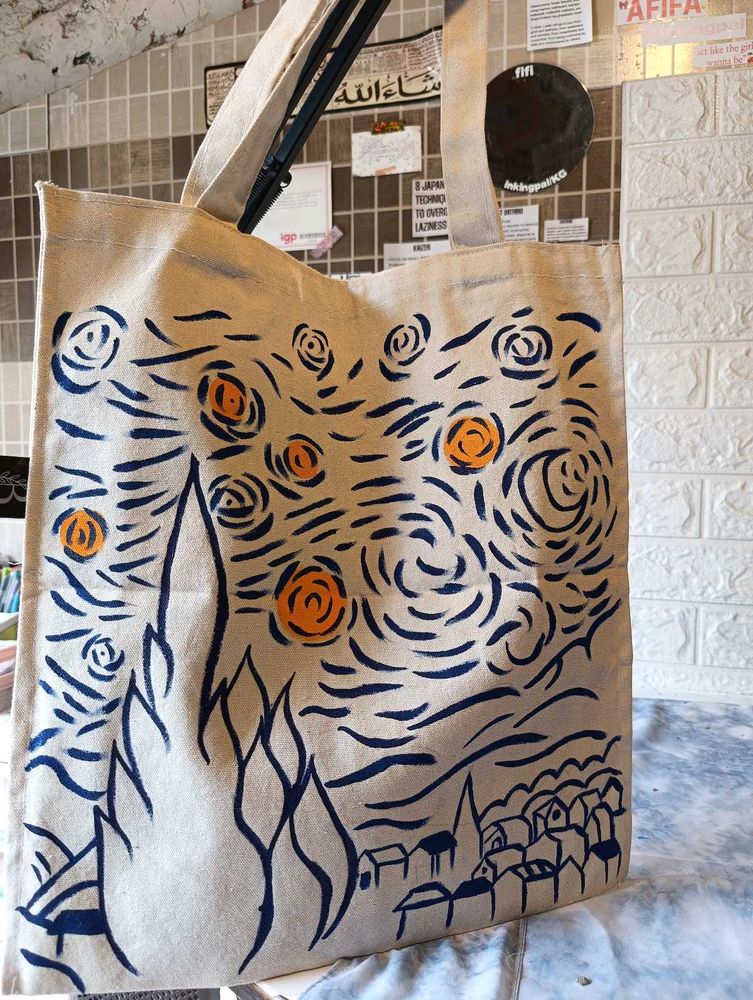 Van Gogh Hand Painted Tote Bag