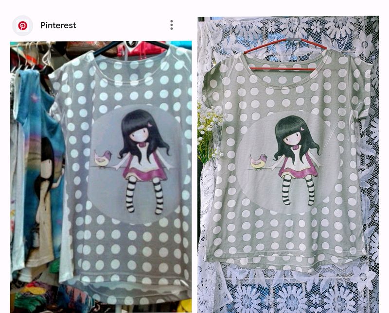 Pinteresty Cute Doll Print Top