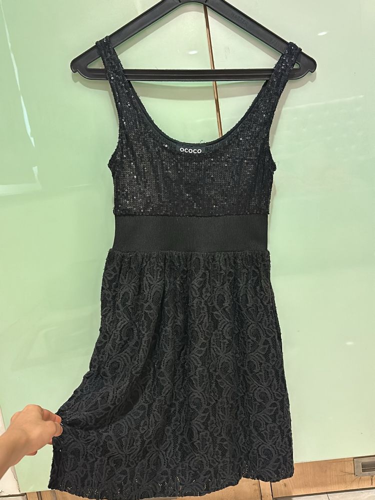 Black Skater Sequence Dress