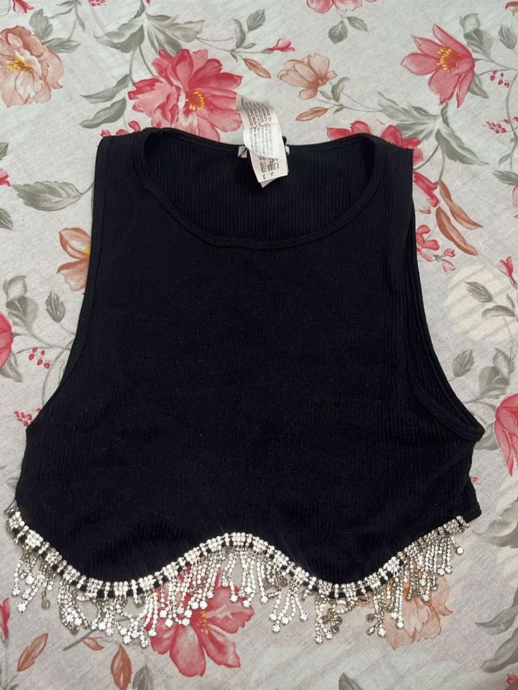 Zara Rhinestone Top