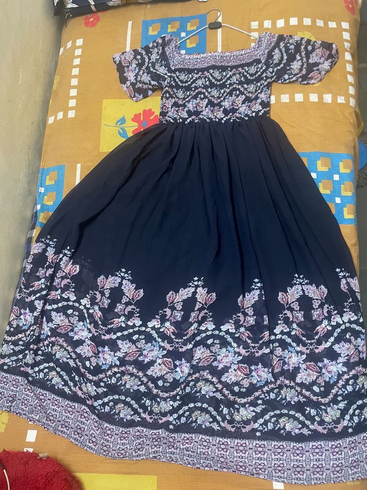 Navy Blue Floral Dress