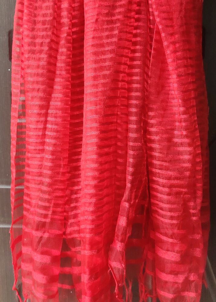 Red Striped Women Dupatta