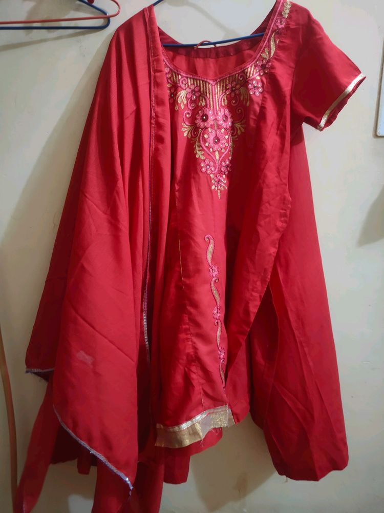 Red Kurti Set With Plazo