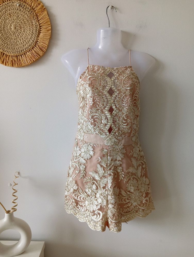 Champagne Lace Party Playsuit