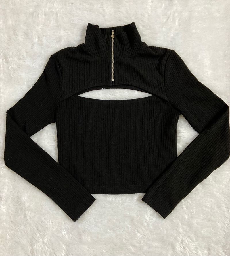 H&M Black Cutout Top