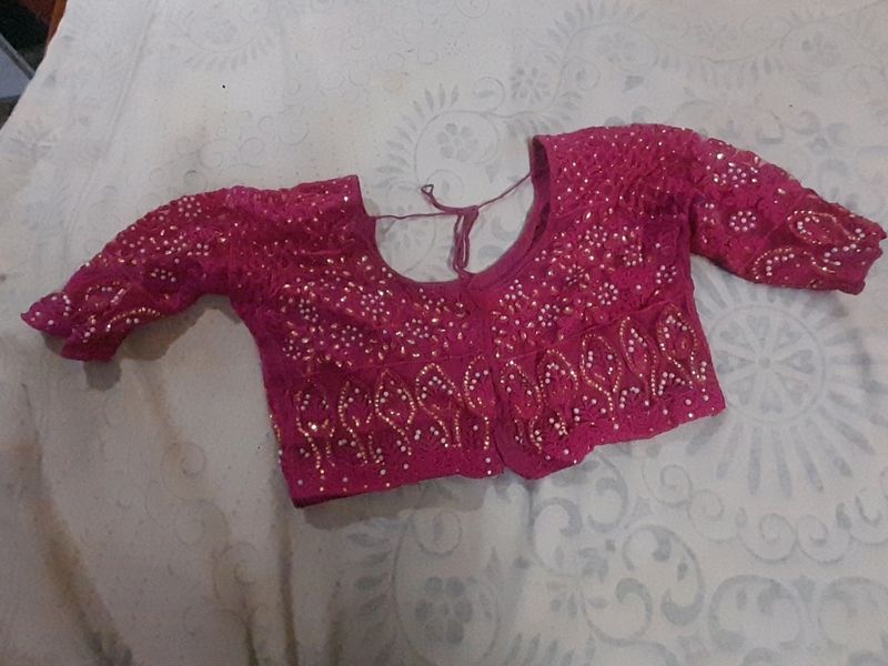 Stitched Pink Colour Blouse