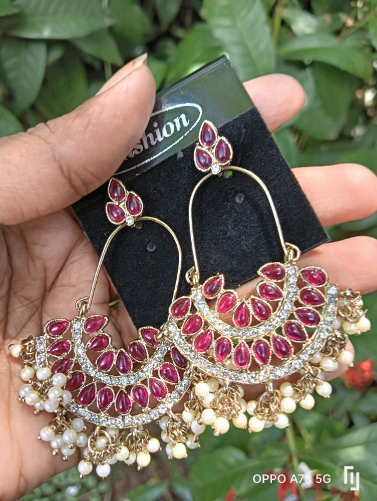 Pearl Pink Kundhan Australian Diamond And Beads Earrings