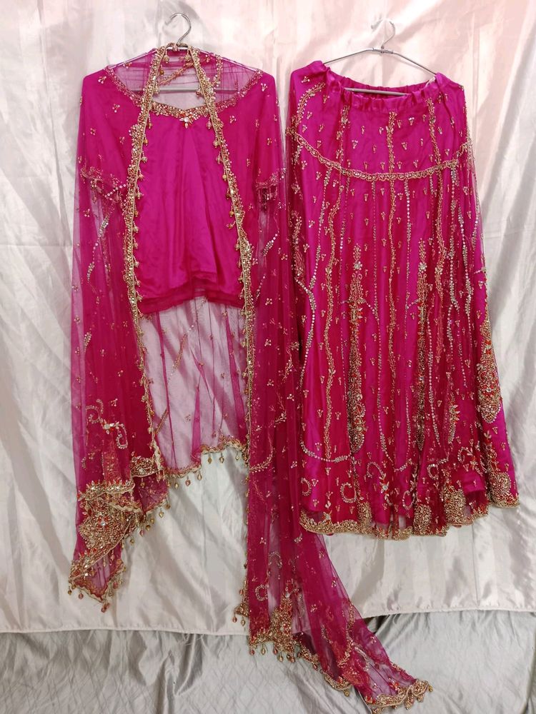 Rose Color Wedding Lahenga Choli Set