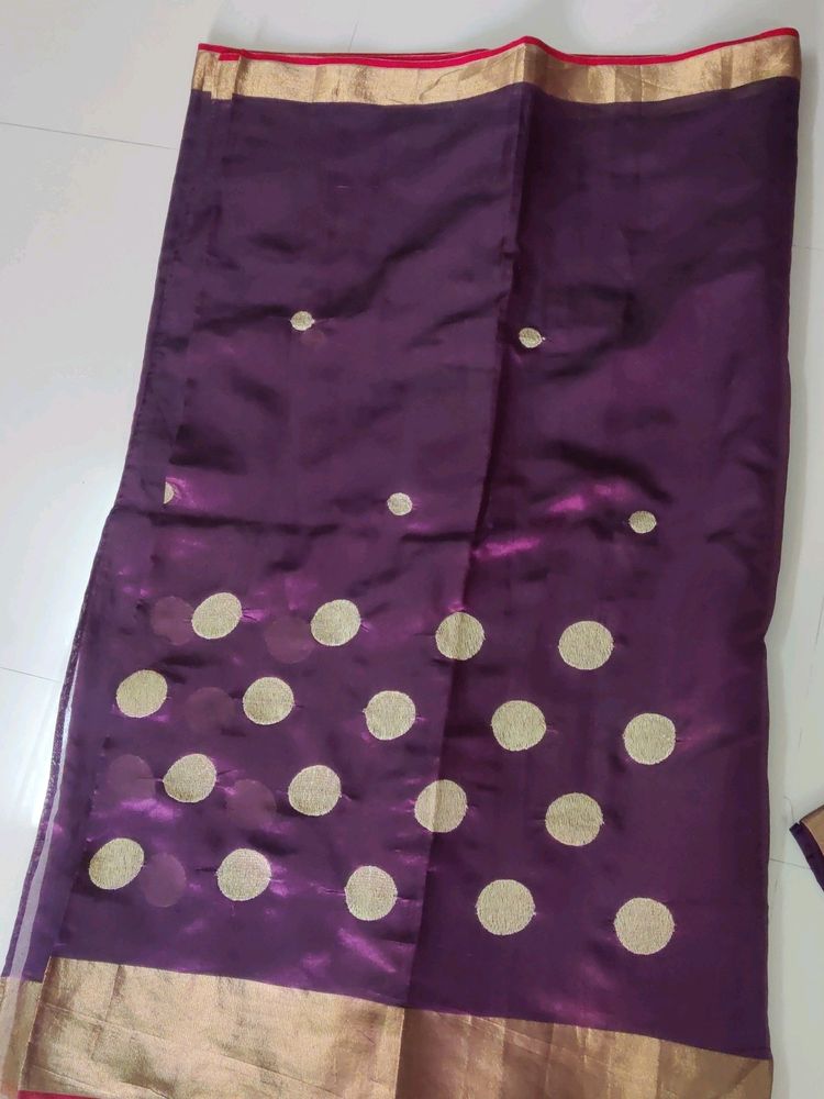 Cotton Silk Saree With Stitched Blouse