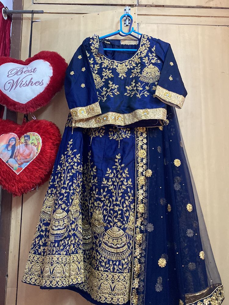 Royal Blue Silk Heavy Embroiled Lehanga