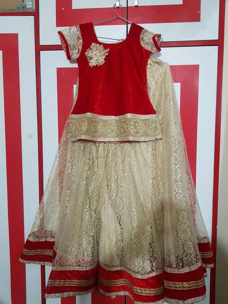 Girl's Net Stitched Lehenga Choli