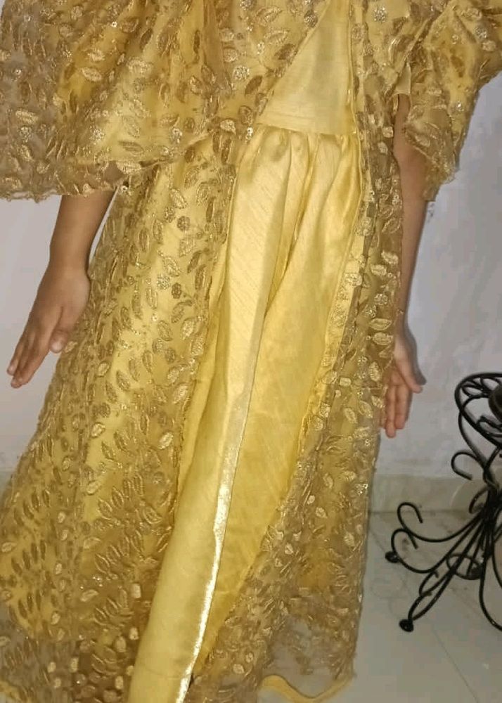 Golden Shrug With Frock