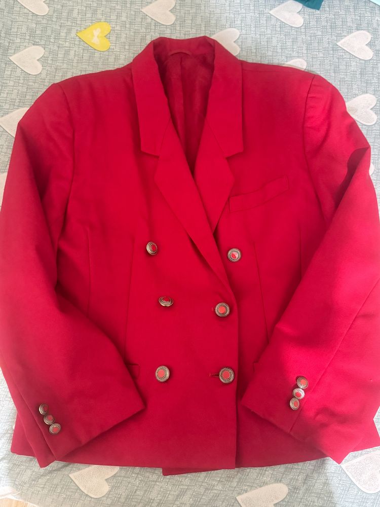 Red Cotton Blazer.