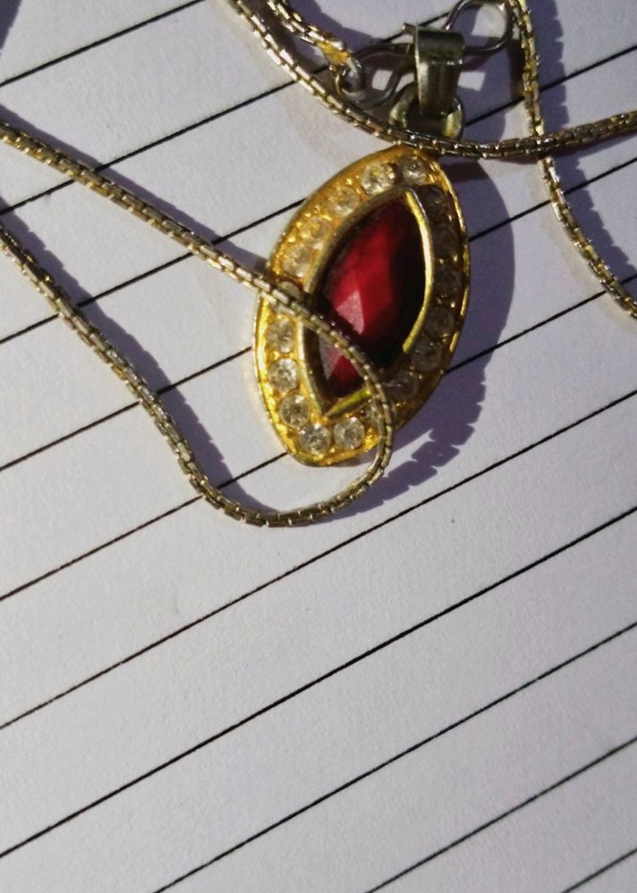 Dark Rose (Ruby) Pendant Chain Jewellery