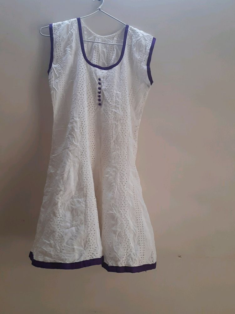 White Cotton  Kurti