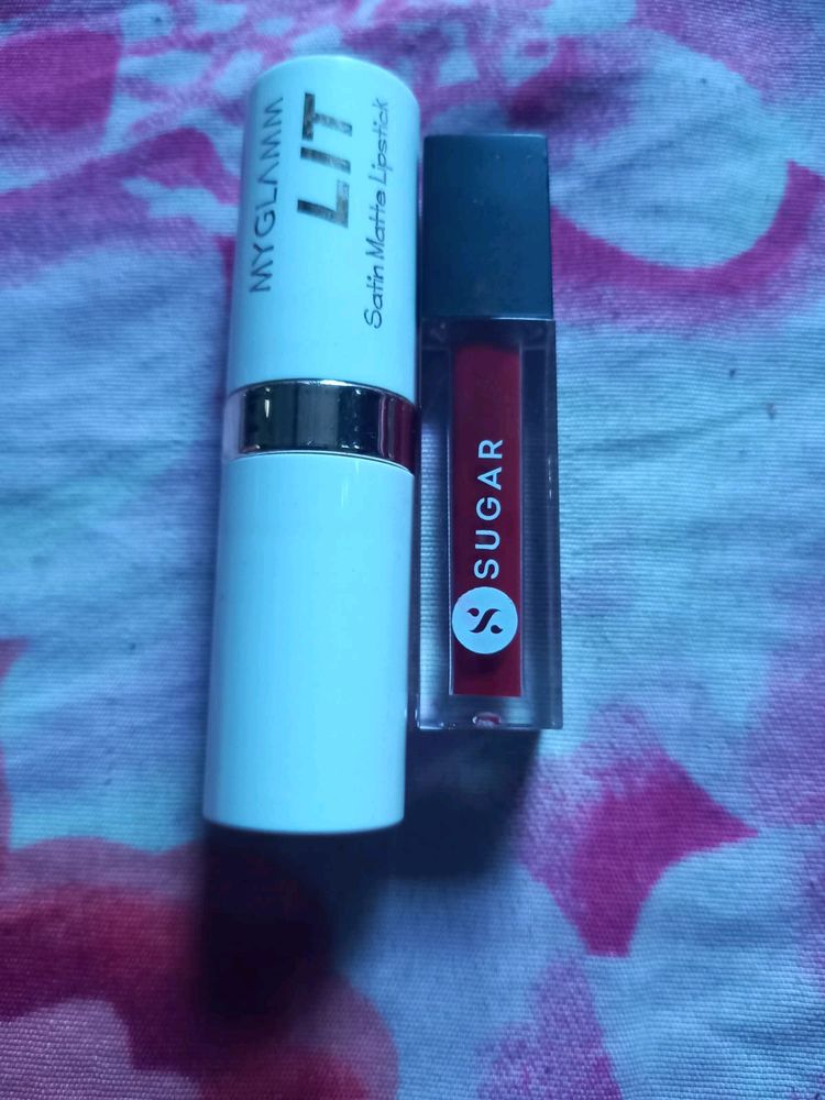 MYGLAMM LIT SATIN MATTE LIPSTICK & SUGAR SMUDGE ME NOT LIQUID LIPSTICK MINI