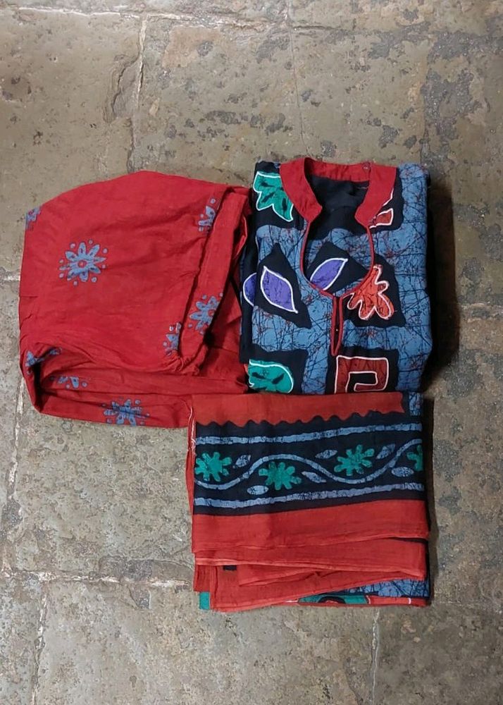 Pure Cotton Batik Print Salvar Suit