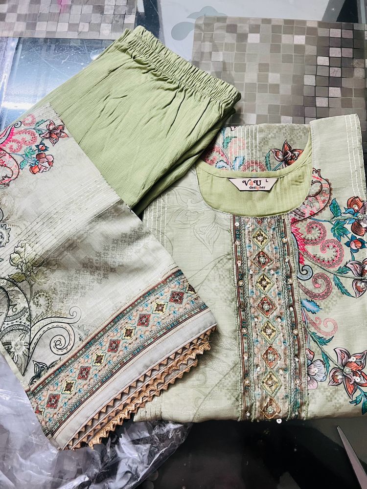 Pure Chanderi Silk Handwork Designer Suit