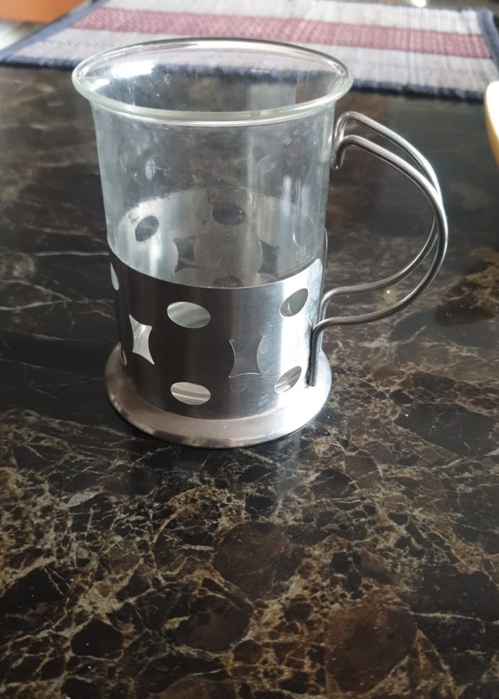 Coffee Or Tea Glass With Stainless Steel Base