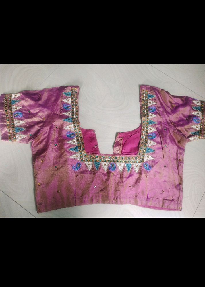 Pink Maggam Work Blouse