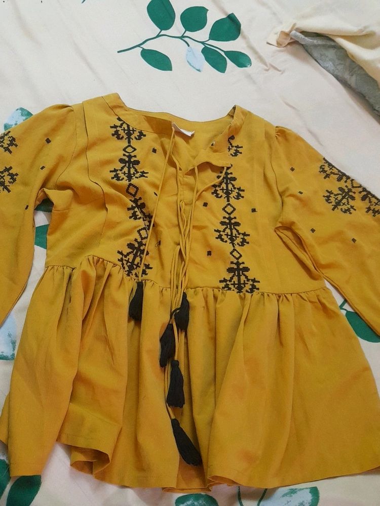 Mustard Yellow Colour Top For Women