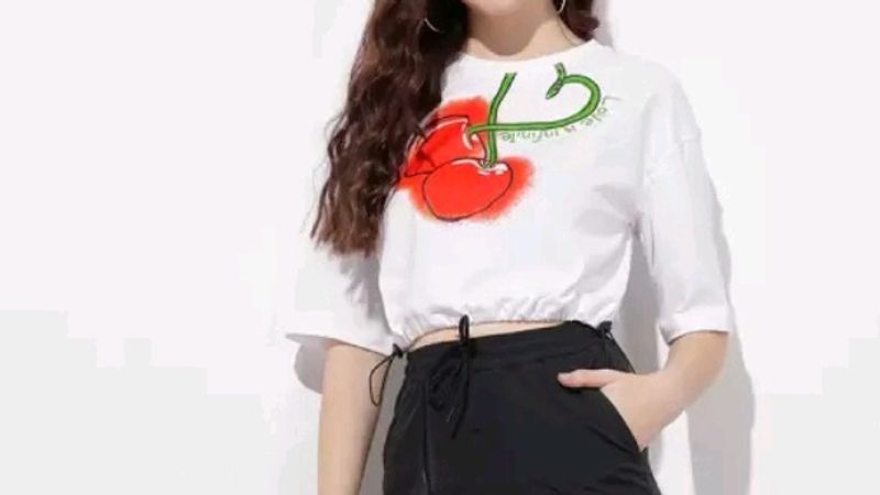 Dressberry White Crop Adjustable Tshirt