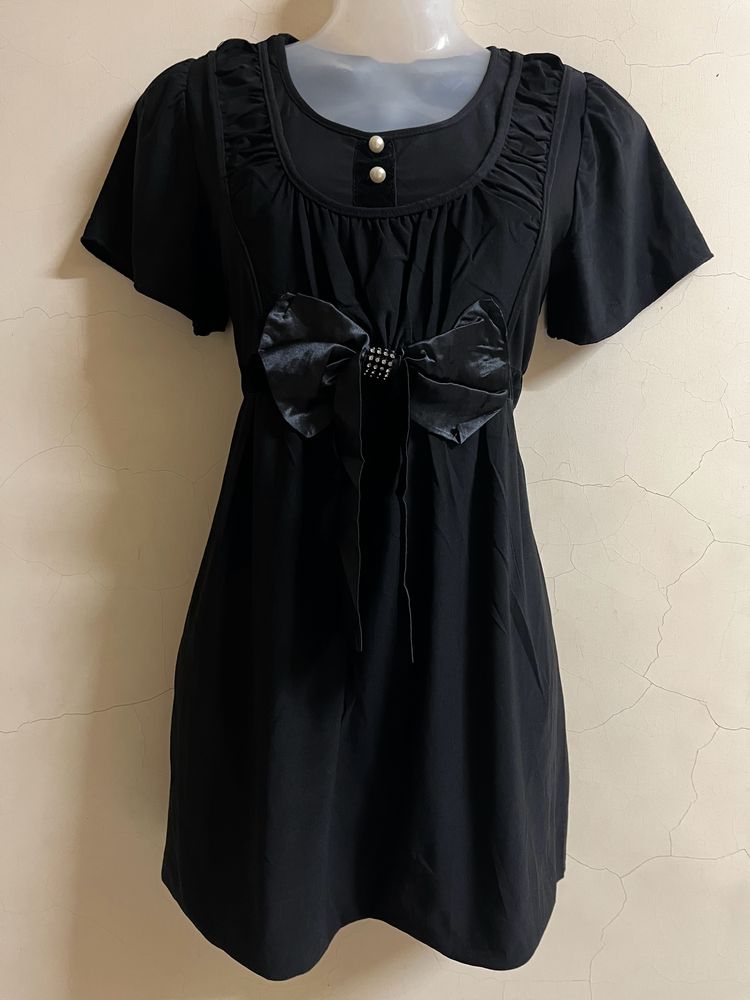 Korean Style One Piece With Bow On Waist🖤