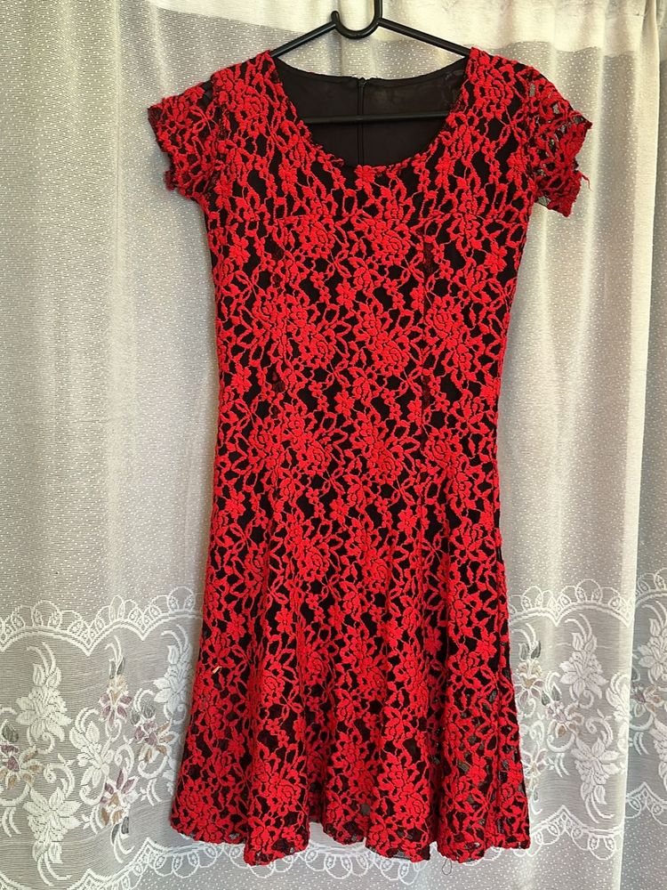 Red And Black Lace Dress