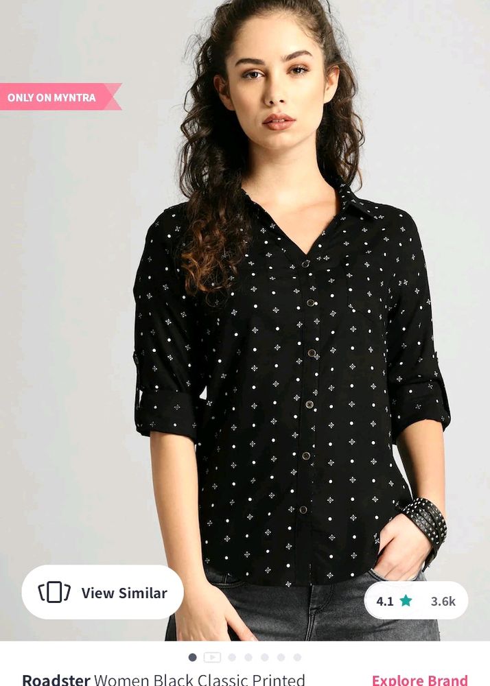 Brand New Roadster Printed Black Shirt For Women