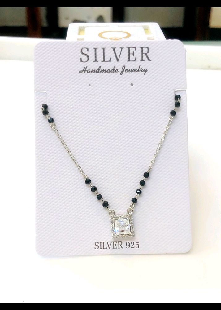 Zirconia Diamond Mangalsutra Pure Silver