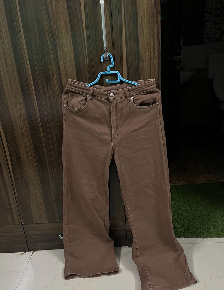 New H&m Brown Wide High Jeans