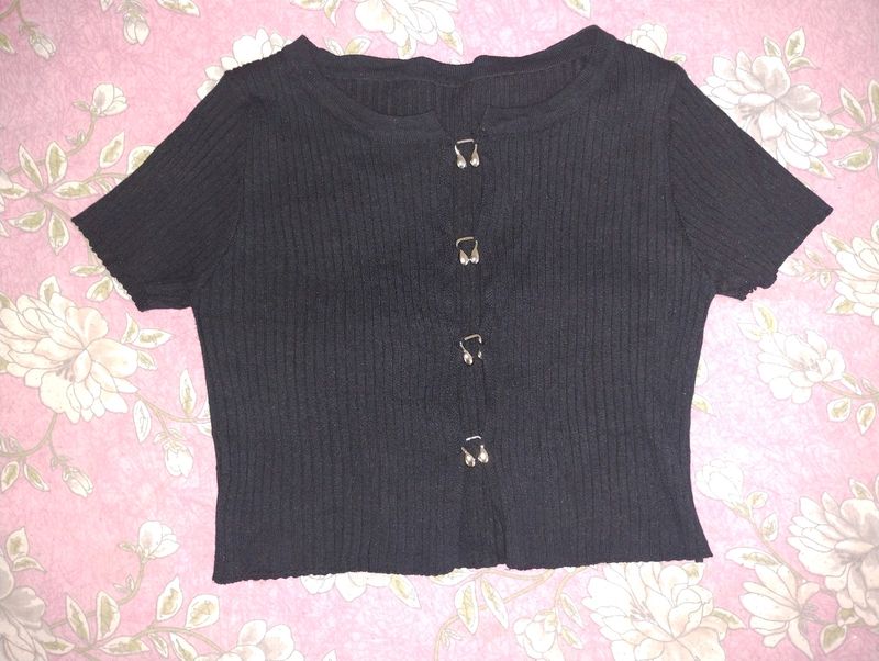 Black Slim Fit Crop Top