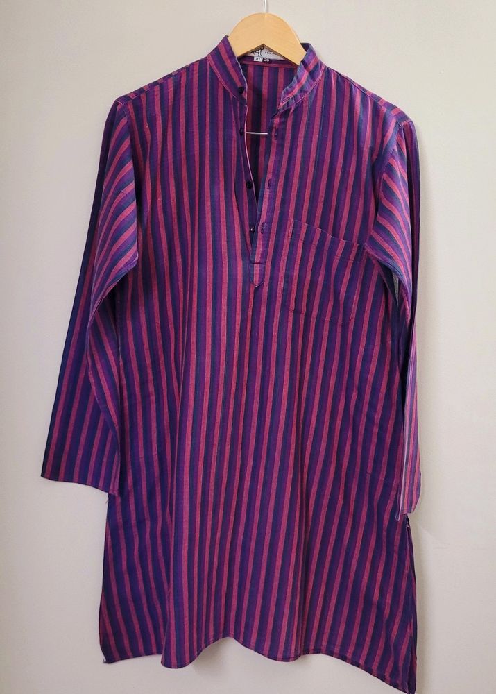 Khadi Hand Woven Striped Kurta