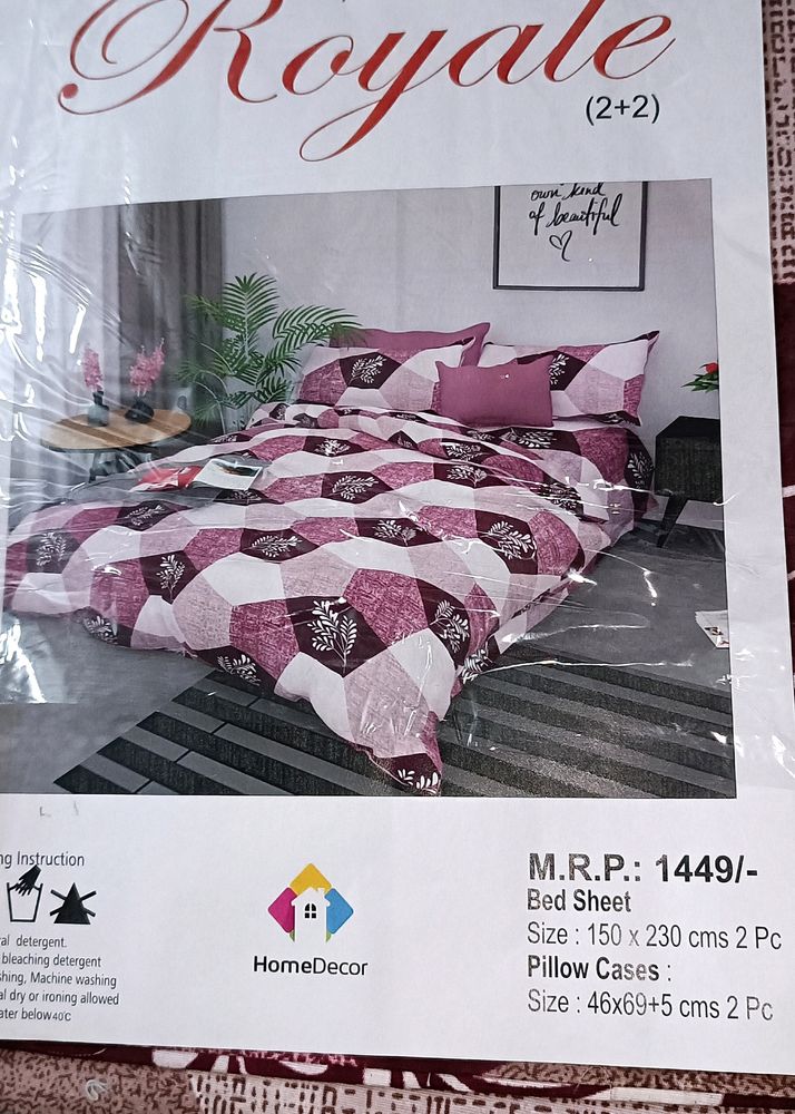 BRAND NEW SINGLE BEDSHEET WITH PILLOW COVER