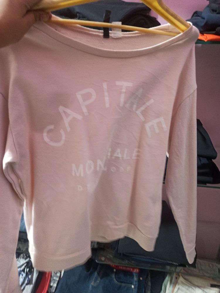 Pink H&M Hoodie Sweatshirt Full sleeve