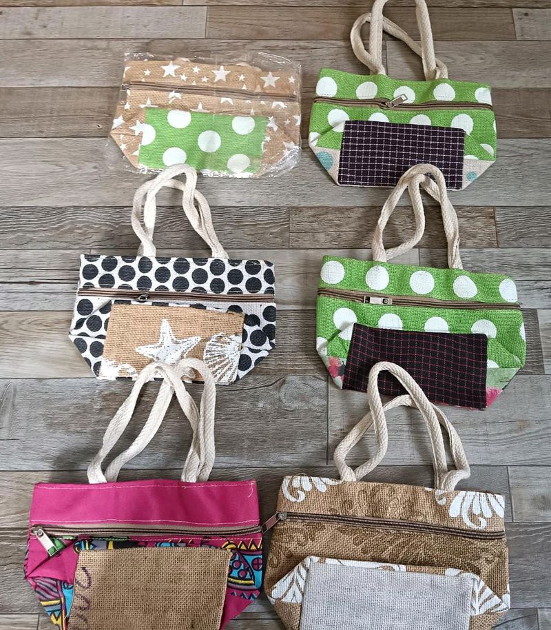 Small Jute Bags Combo (6 Ps)