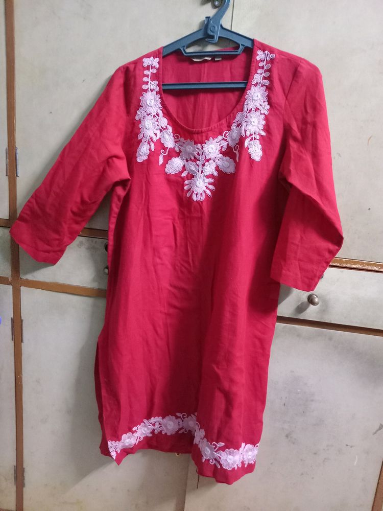 Red Kurti For Daily Wear (L)