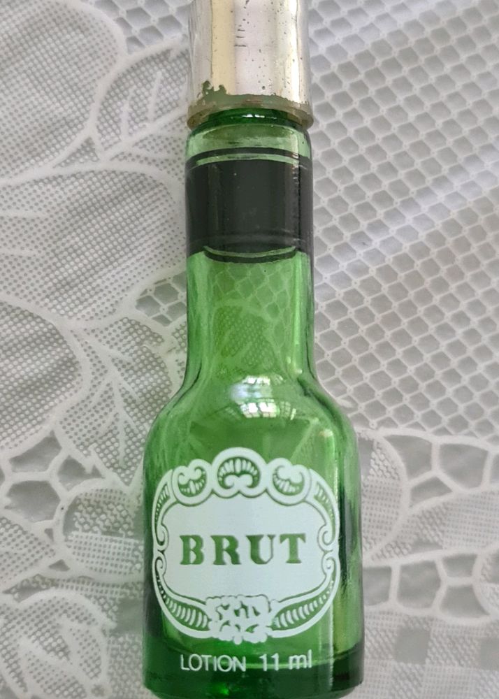 Vintage Empty Faberge Brut mini green glass Bottle