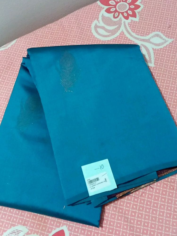 Teal Blue Color Saree With Magantha Pallu