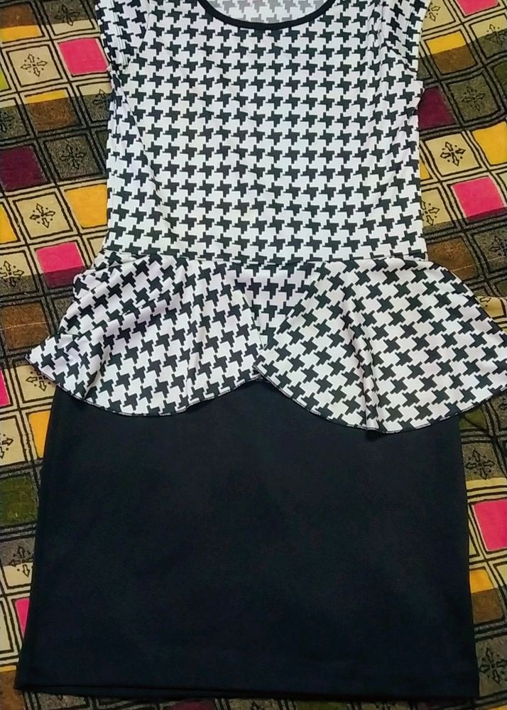 mini length black and white formal dress