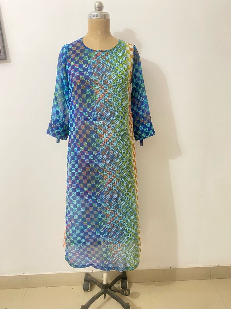 BIBA Blue Printed Kurta