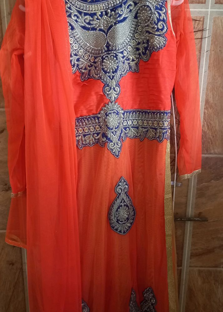 Orange Kurti And Dupatta