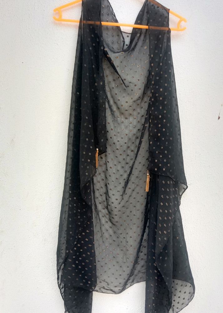 Black Georgette Wearable Scarf